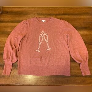 Lauren Conrad sweater women’s mauve long balloon sleeves sparkle champag…